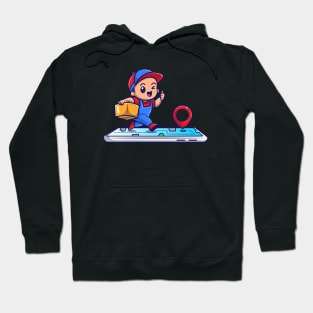 Cute Courier Delivery Online Package Cartoon Hoodie